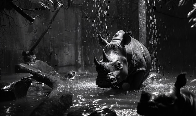 Free photo view of monochrome rhino