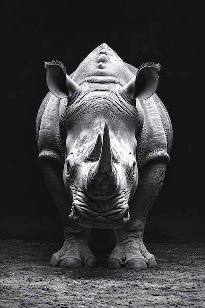 Free photo view of monochrome rhino