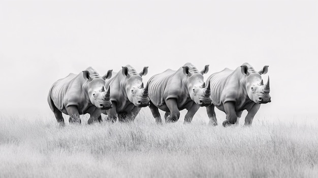 Free photo view of monochrome rhino