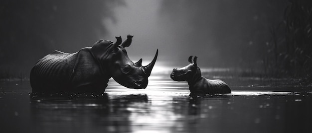 Free photo view of monochrome rhino