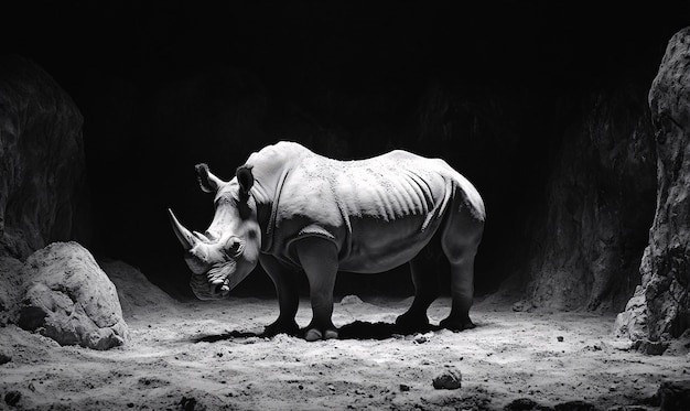 Free Photo view of monochrome rhino