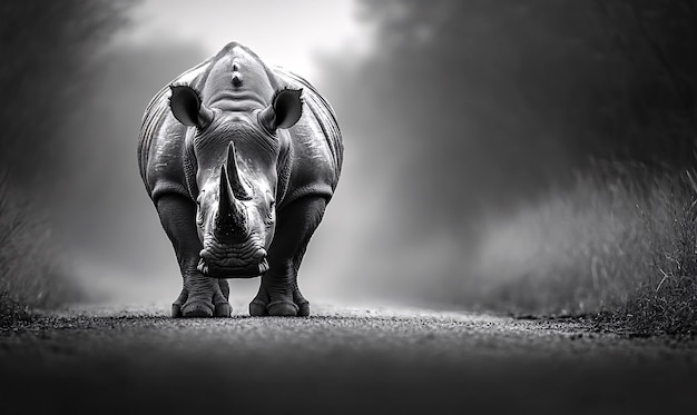 Free photo view of monochrome rhino