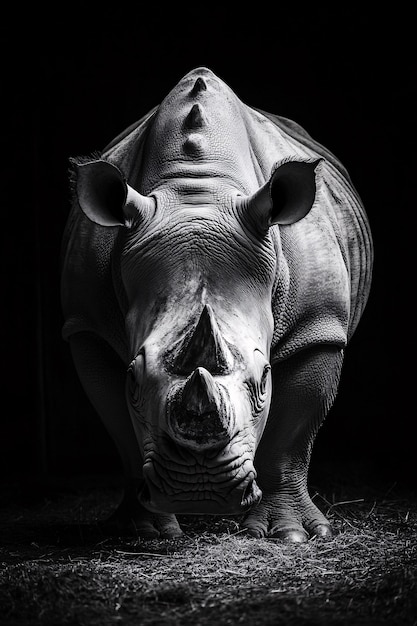 Free Photo view of monochrome rhino