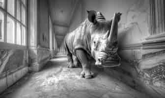 Free photo view of monochrome rhino