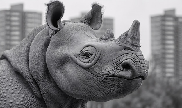 View of monochrome rhino