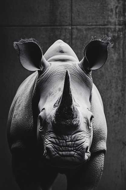 Free Photo view of monochrome rhino