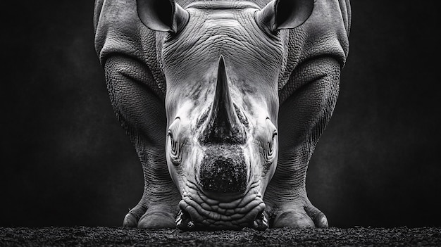 Free photo view of monochrome rhino