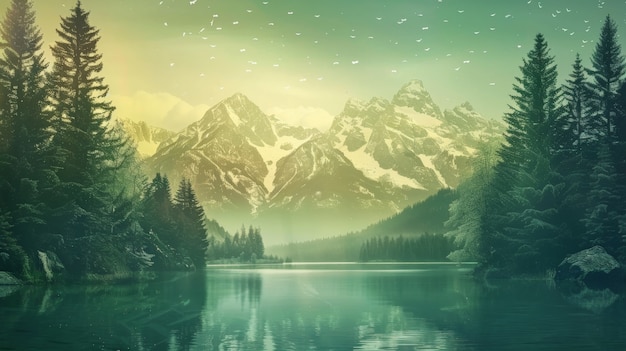 Free Photo view of mountain with dreamy aesthetic