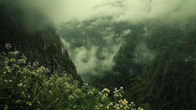 Free Photo view of mountain with dreamy aesthetic