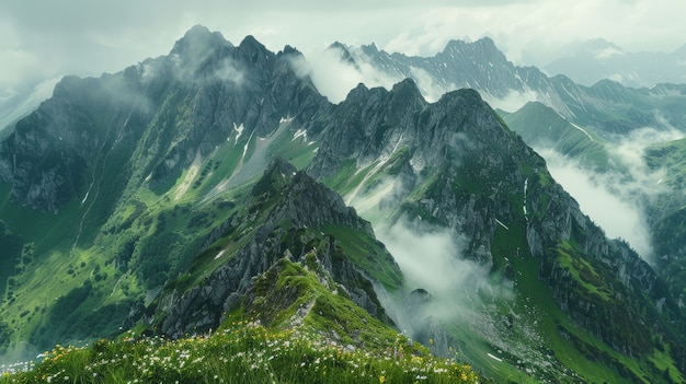 View of mountain with dreamy aesthetic