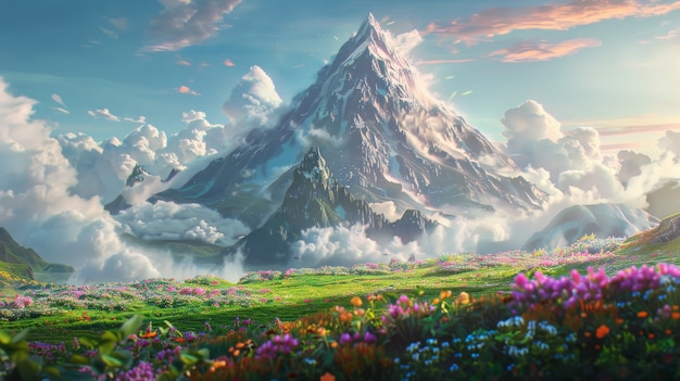 View of mountain with dreamy aesthetic