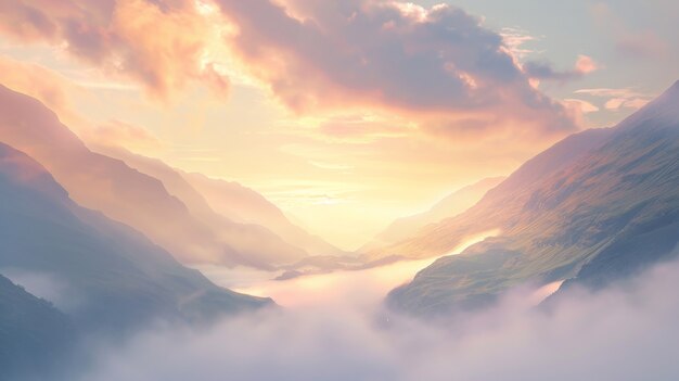 View of mountain with dreamy aesthetic