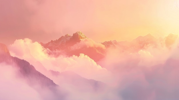 Free Photo view of mountain with dreamy aesthetic