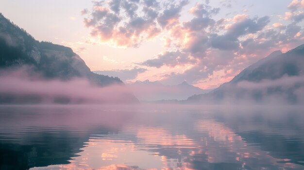 View of mountain with dreamy aesthetic