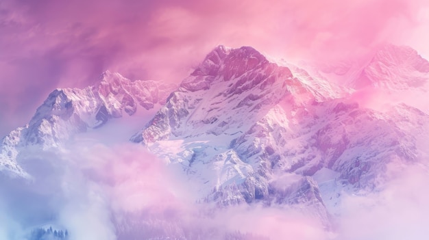 View of mountain with dreamy aesthetic