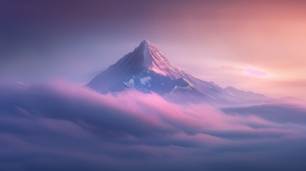 View of mountain with dreamy aesthetic