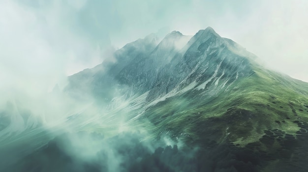 View of mountain with dreamy aesthetic