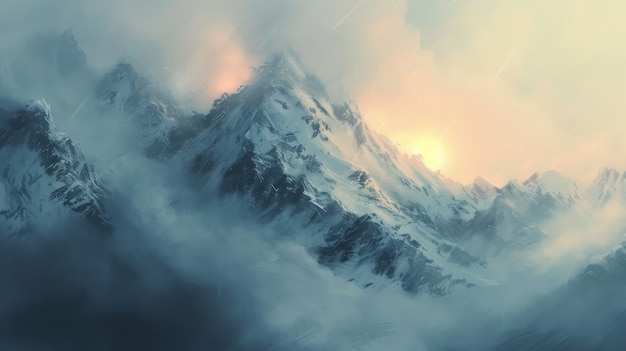 Free photo view of mountain with dreamy aesthetic