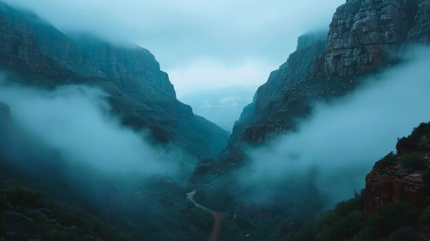 View of mountain with dreamy aesthetic