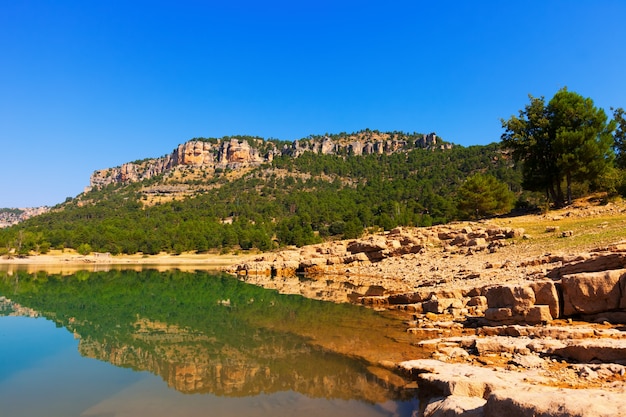 view of mountains lake in sunny day