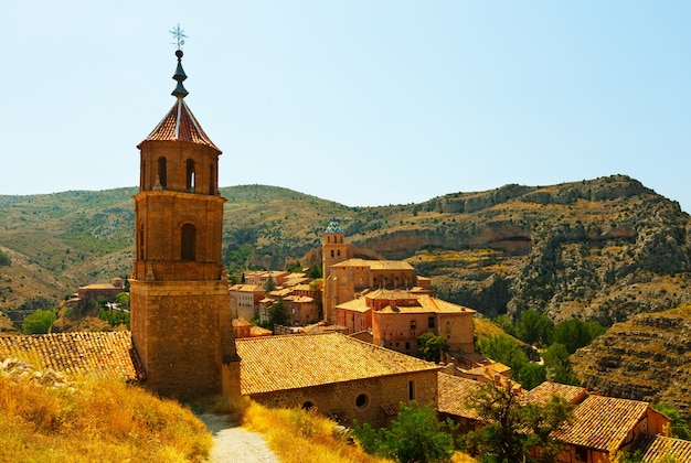 view of mountains town in sunny day