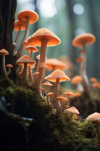 View of mushrooms growing in forest