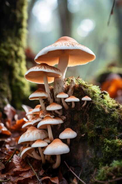 View of mushrooms growing in forest