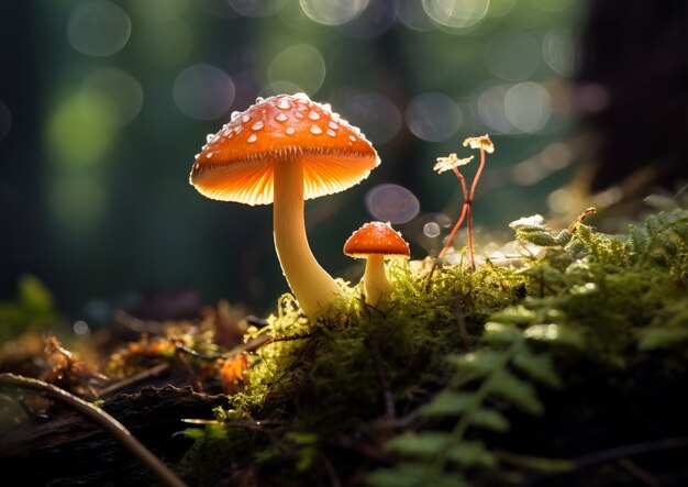 View of mushrooms growing in nature