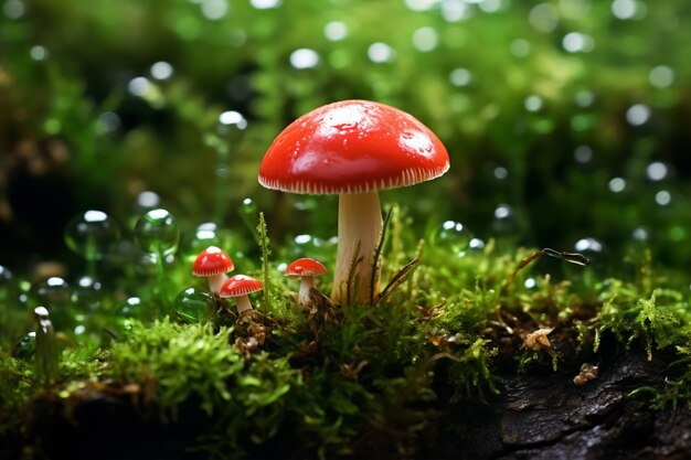 View of mushrooms growing in nature