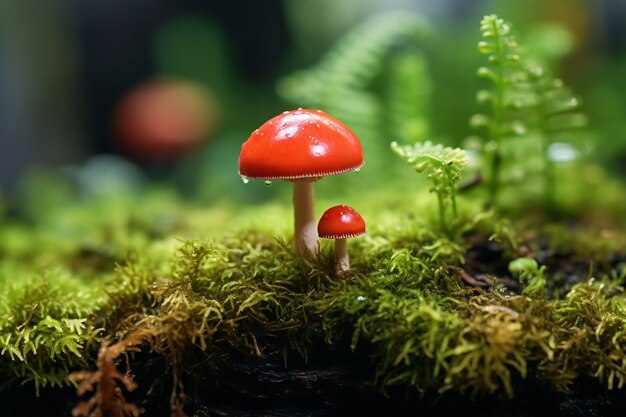 View of mushrooms growing in nature