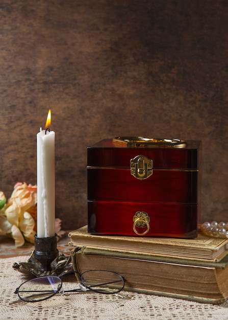 View of music box with bohemian decor