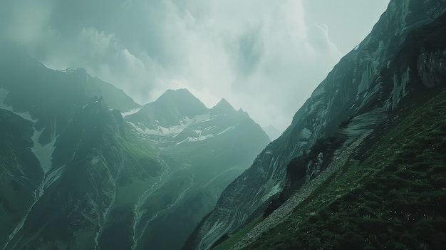 View of natural mountain formation with dreamy aesthetic