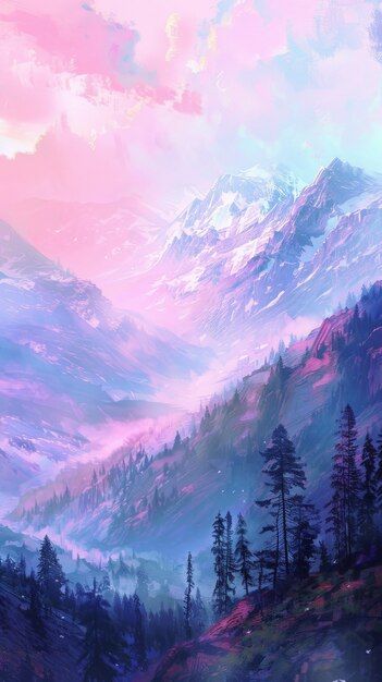 View of natural mountain formation with dreamy aesthetic