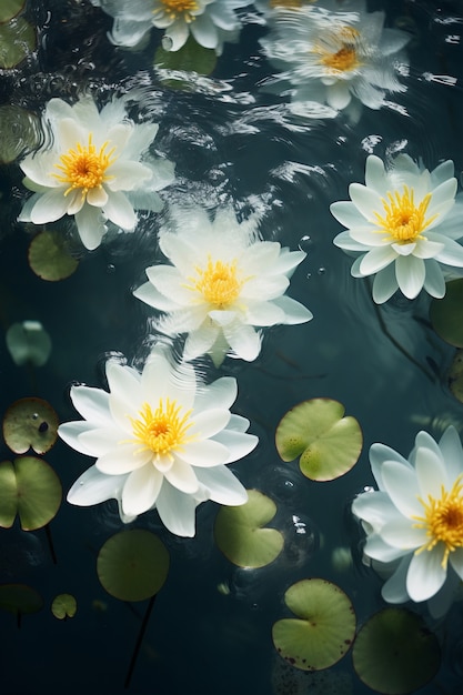 Free photo view of natural water lillies