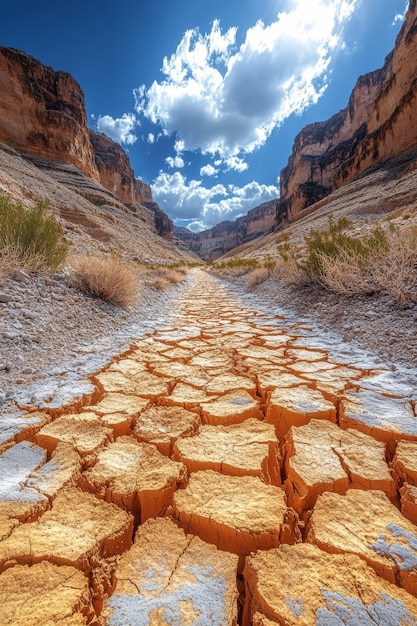 Free Photo view of nature landscape with dry ground and parched soil