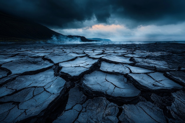 Free photo view of nature landscape with dry ground and parched soil