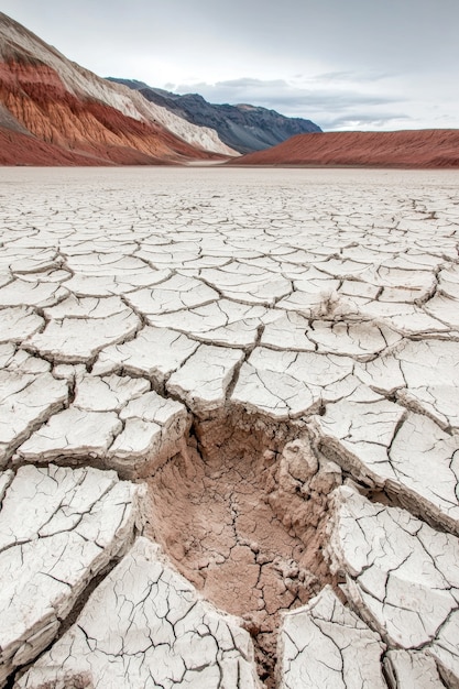 View of nature landscape with dry ground and parched soil