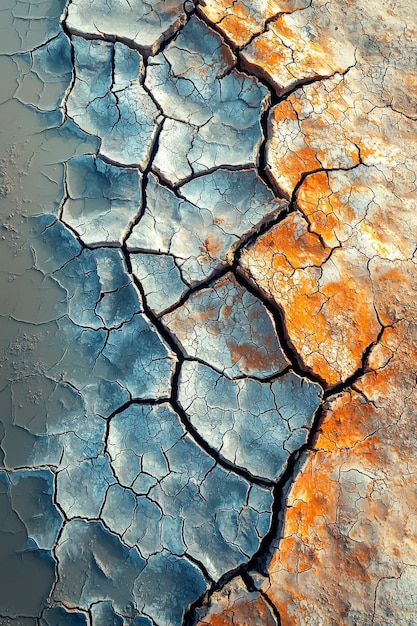 View of nature landscape with dry ground and parched soil