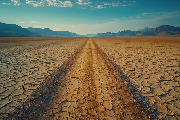 View of nature landscape with dry ground and parched soil