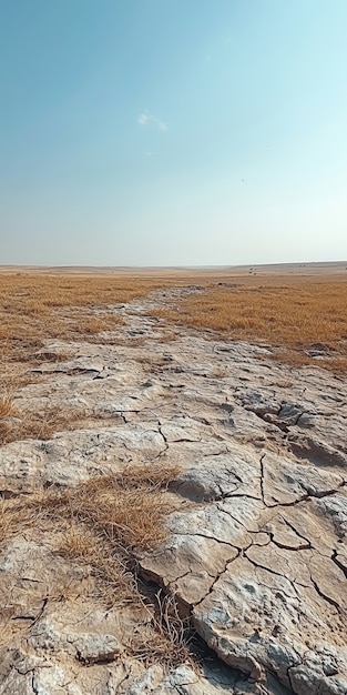 Free Photo view of nature landscape with dry ground and parched soil