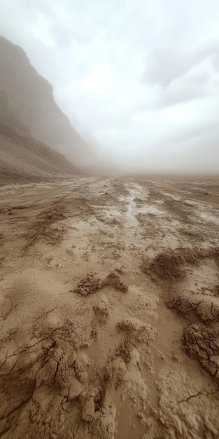 Free Photo view of nature landscape with dry ground and parched soil