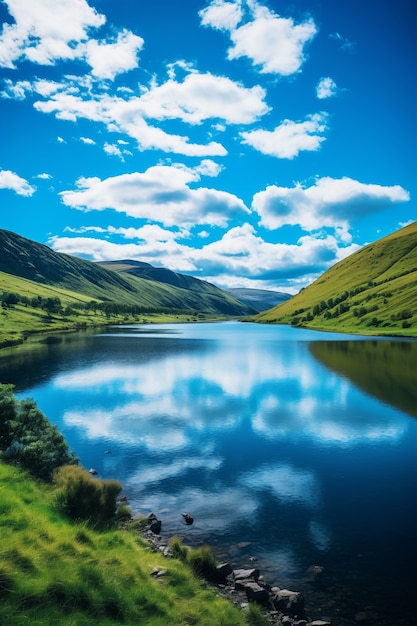 View of nature landscape with lake