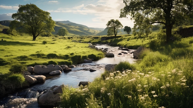 Free Photo view of nature landscape with river