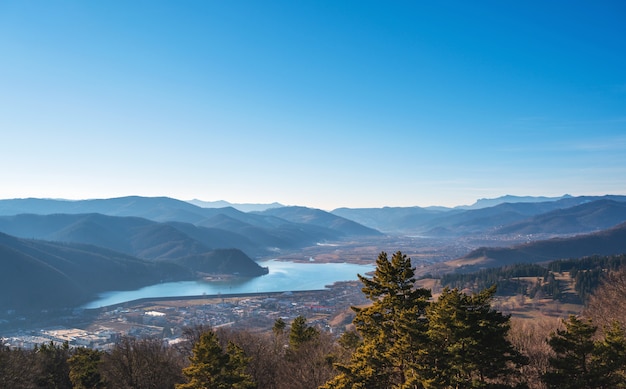 View of nature with blue lake