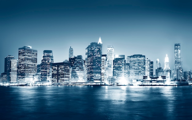 A view of New York city at night time