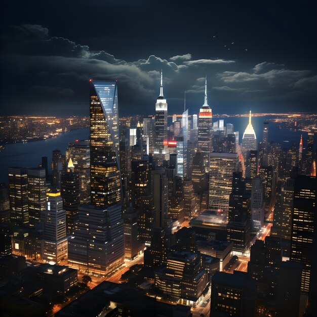 View of new york city at night