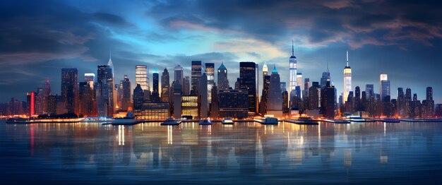 View of new york city at night