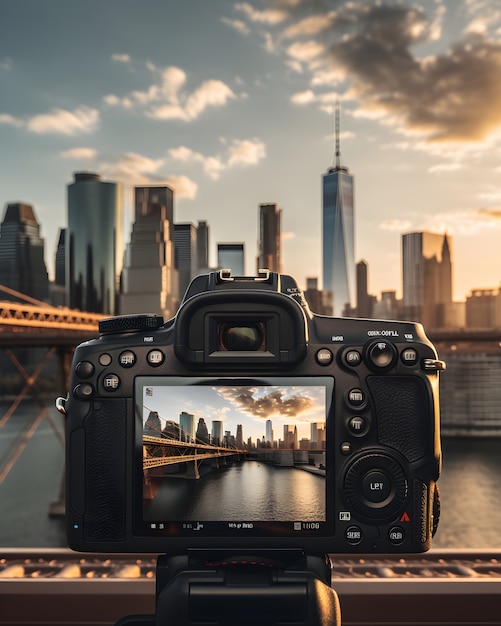 View of new york city through camera