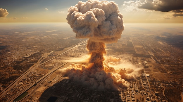 View of nuclear bomb apocalyptic explosion