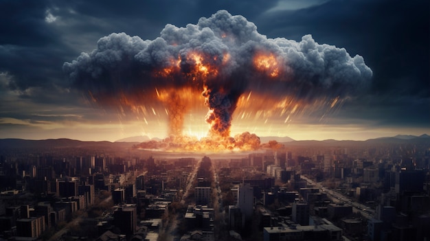 Free photo view of nuclear bomb apocalyptic explosion